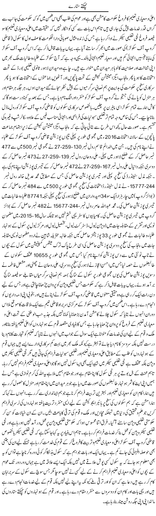 Chamaktay Sitaray | Yousaf Abbasi | ColumnsHub