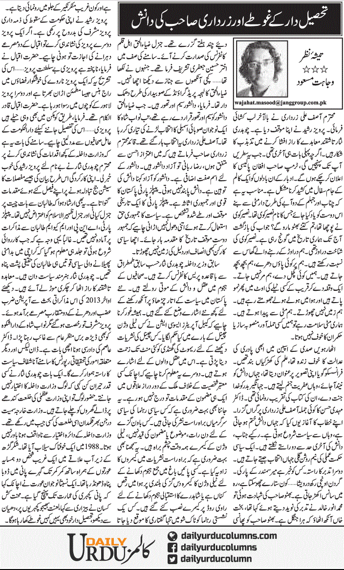 Tehsildar Ke Ghotay Aor Zardari Sahab Ki Danish | Wajahat Masood | ColumnsHub